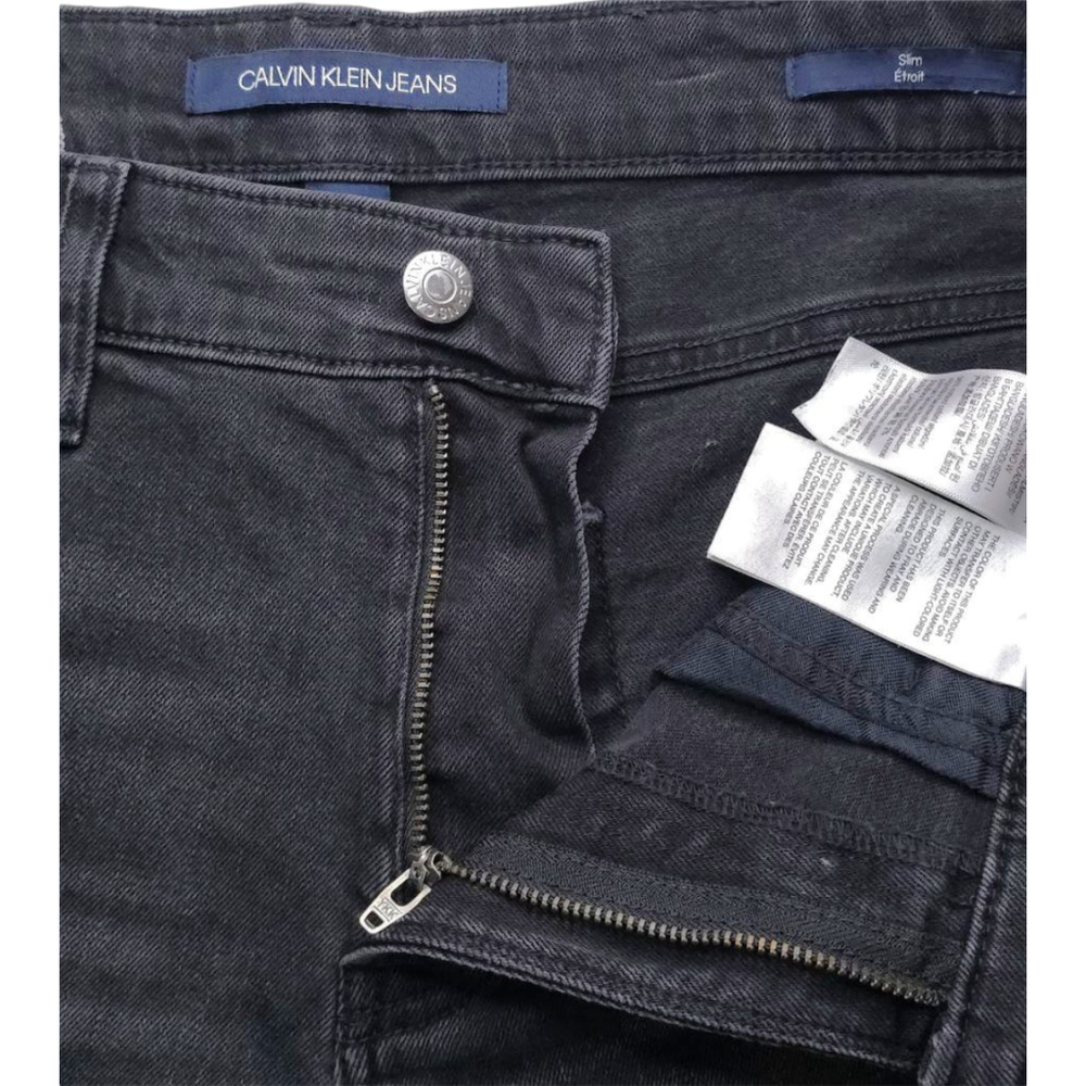Calvin Klein Jeans Mens Slim Fit Distressed Black Denim 32x30 Ripped Dark Wash - Picture 8 of 16